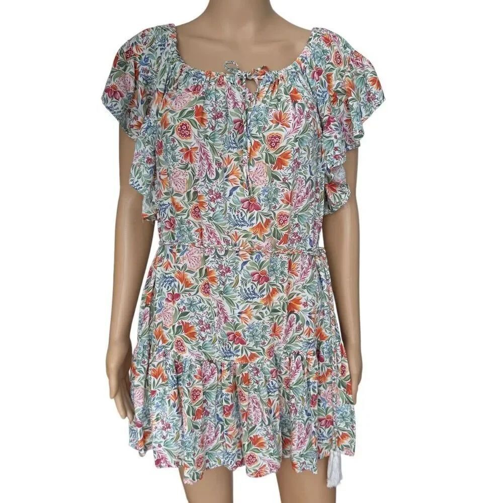Rachel Zoe Bird of Paradise Off-the-Shoulder Belted Mini Dress Size M